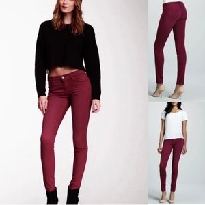 Red Faux Leather Skinny Jeans